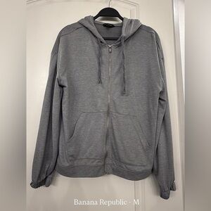 Banana Republic Men’s Light Gray Zip-Up Hoodie Sweater